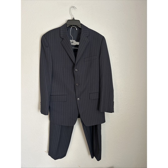 Calvin Klein Other - Calvin Klein Suit Mens 40R black Pinstripe 2 Button 100% Wool 34x28 Pants